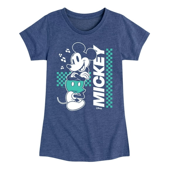 Disney - Mickey & Friends - Checkered Retro Design - Toddler And Youth Girls Short Sleeve Graphic T-Shirt