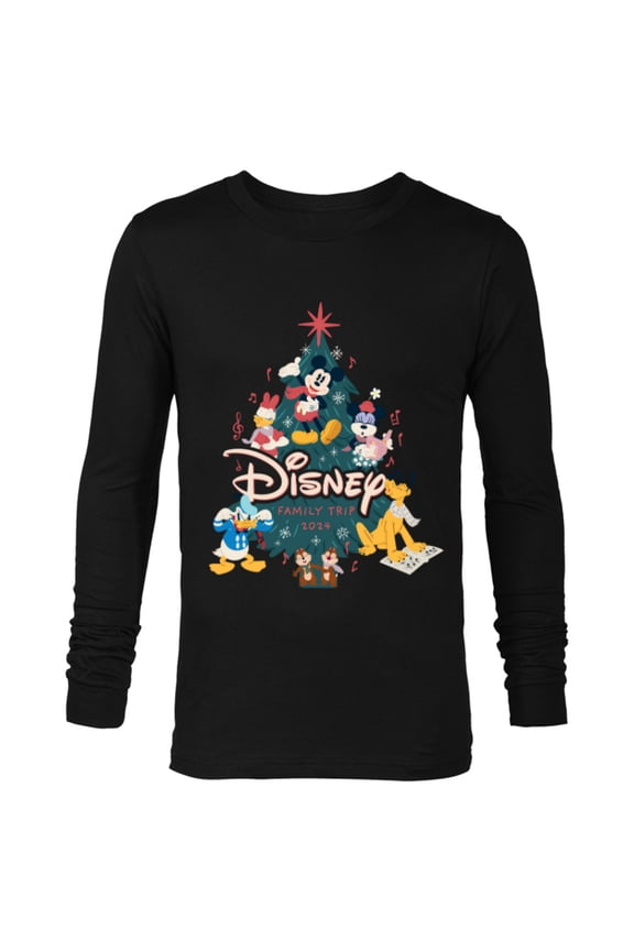 Mickey & Friends Christmas Holiday Family Trip 2024 - Long Sleeve T-Shirt for Men - Customized-Black