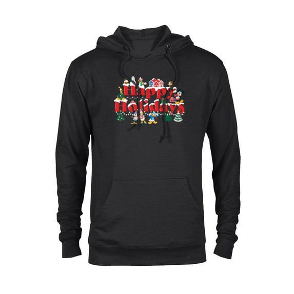 Disney Mickey & Friends Christmas Snow-Capped Happy Holidays - Pullover Hoodie for Adults - Customized-Black