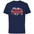 thumbnail image 1 of Disney Mickey & Friends Christmas Snow-Capped Happy Holidays - Short Sleeve Cotton T-Shirt for Adults - Customized-Navy, 1 of 5