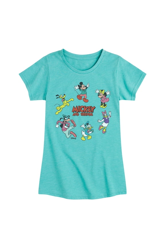 - Mickey Friends Circle - Youth Girls Fitted Short Sleeve T-Shirt
