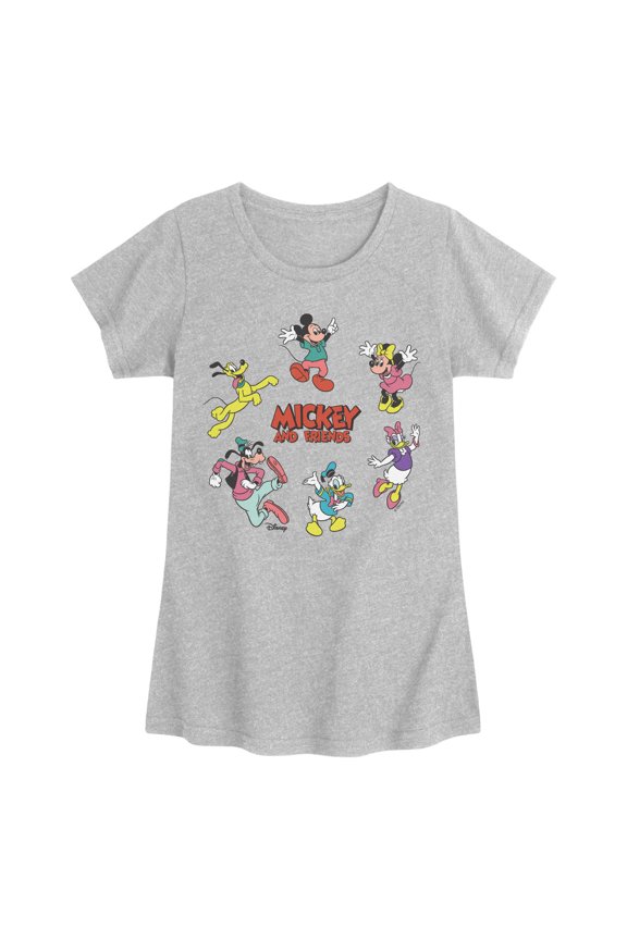 - Mickey Friends Circle - Youth Girls Fitted Short Sleeve T-Shirt