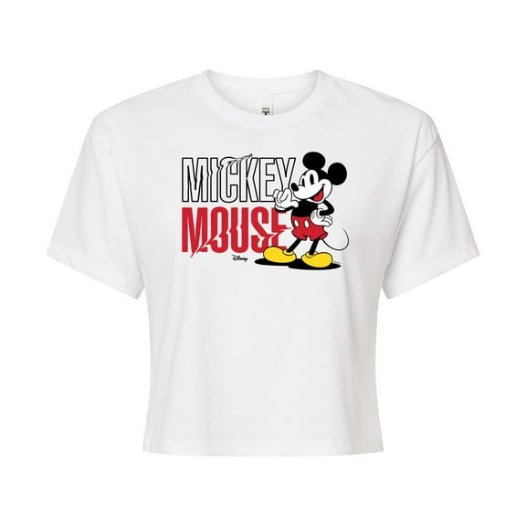 Disney - Mickey & Friends - Classic Mickey - Juniors Cropped Cotton Blend T-Shirt