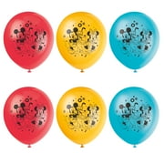 Disney Mickey & Friends Clubhouse Assorted Red, Yellow and Blue 12 Latex Balloons, 6ct