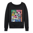 thumbnail image 1 of Disney - Mickey Friends Comic Women's Lightweight French Terry Wide Neck Long Sleeve Graphic Shirt, 1 of 4