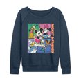 thumbnail image 1 of Disney - Mickey Friends Comic Women's Lightweight French Terry Wide Neck Long Sleeve Graphic Shirt, 1 of 4
