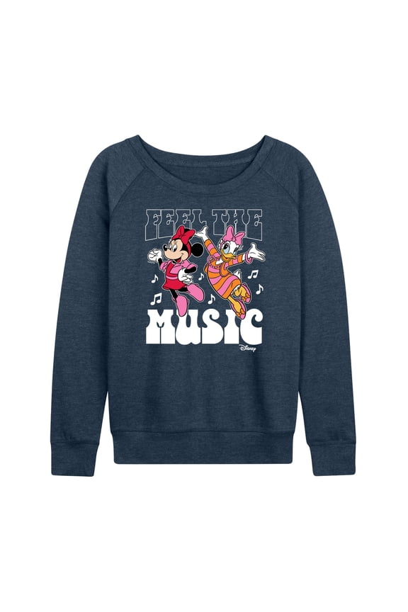 - Mickey & Friends - Daisy Dances with Minnie - Feel the Music - Women's Lightweight French Terry Long Sleeve Shirt