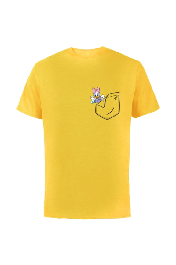 Mickey & Friends Daisy Duck Small Pocket - Short Sleeve Cotton T-Shirt for Adults - Customized-Yellow