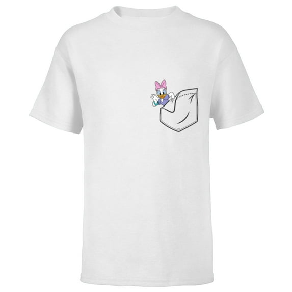 Disney Mickey & Friends Daisy Duck Small Pocket - Short Sleeve T-Shirt for Kids - Customized-White