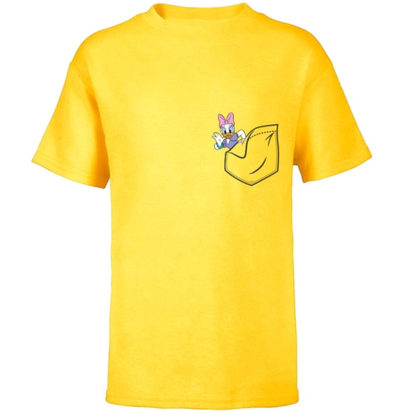 Disney Mickey & Friends Daisy Duck Small Pocket - Short Sleeve T-Shirt for Kids - Customized-Yellow