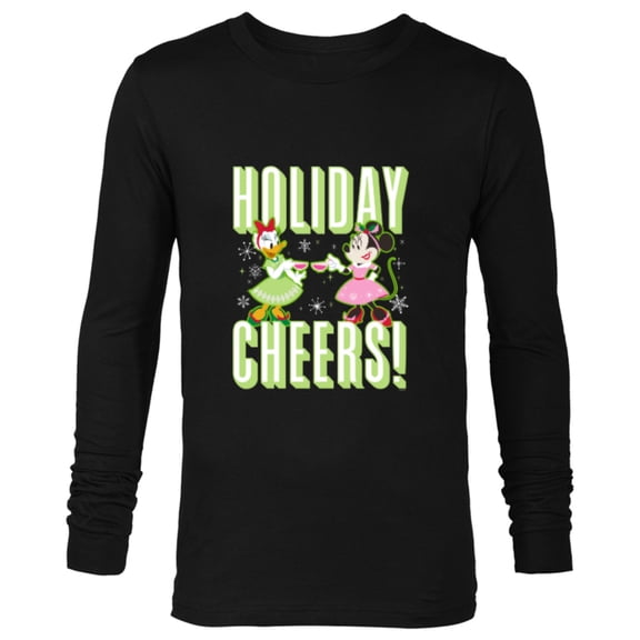 Disney Mickey & Friends Daisy & Minnie Holiday Cheers - Long Sleeve T-Shirt for Men - Customized-Black