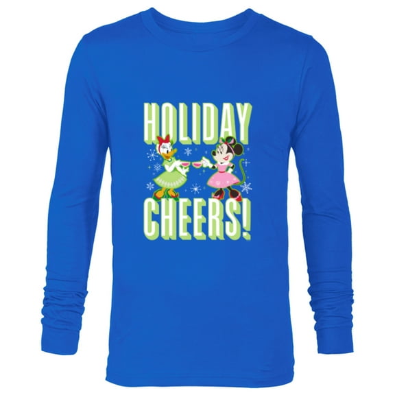 Disney Mickey & Friends Daisy & Minnie Holiday Cheers - Long Sleeve T-Shirt for Men - Customized-Navy
