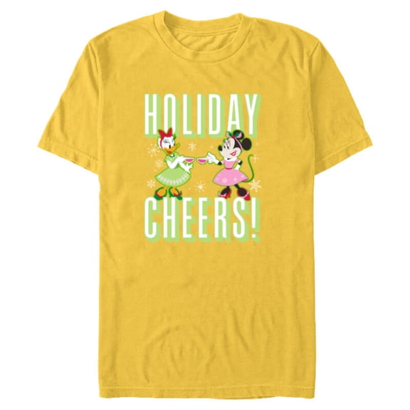 Disney Mickey & Friends Daisy & Minnie Holiday Cheers - Short Sleeve Blended T-Shirt for Adults - Customized-Yellow