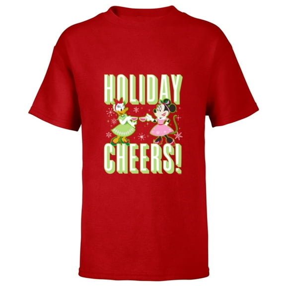 Disney Mickey & Friends Daisy & Minnie Holiday Cheers - Short Sleeve T-Shirt for Kids - Customized-Red