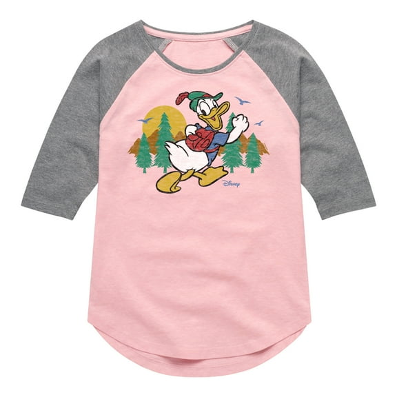 Disney - Mickey & Friends - Donald Duck Goes on a Hike - Toddler And Youth Girls Raglan Graphic T-Shirt