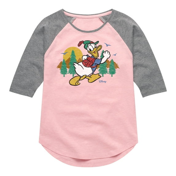 Disney - Mickey & Friends - Donald Duck Goes on a Hike - Toddler And Youth Girls Raglan Graphic T-Shirt
