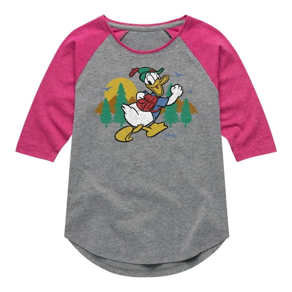 Disney - Mickey & Friends - Donald Duck Goes on a Hike - Toddler And Youth Girls Raglan Graphic T-Shirt