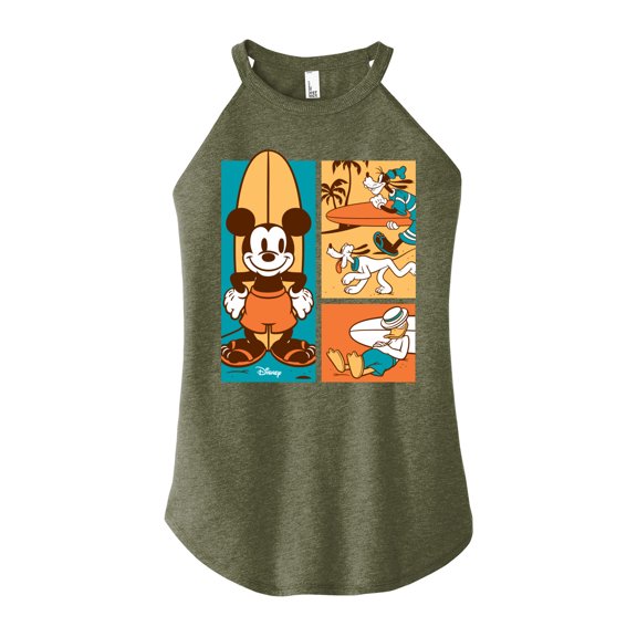 Disney - Mickey & Friends - Donald Duck, Goofy, & Pluto - Sun, Sand, & Surf - Juniors High Neck Tank Top