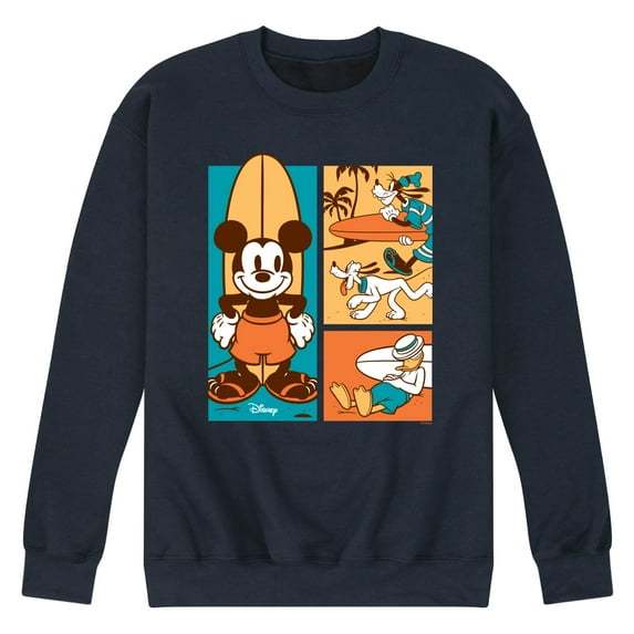 Disney - Mickey & Friends - Donald Duck, Goofy, & Pluto - Sun, Sand, & Surf - Men's Crew Neck Fleece Pullover