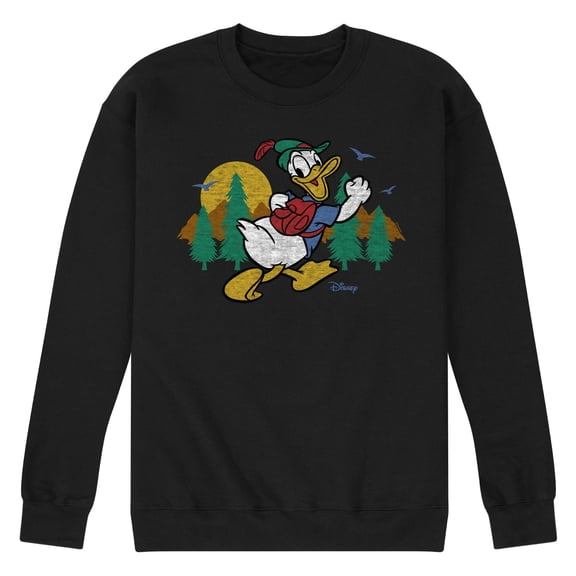 Disney - Mickey & Friends - Donald Duck Happily Going on a Hike - Men's Crew Neck Fleece Pullover