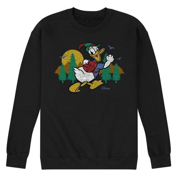 Disney - Mickey & Friends - Donald Duck Happily Going on a Hike - Men's Crew Neck Fleece Pullover