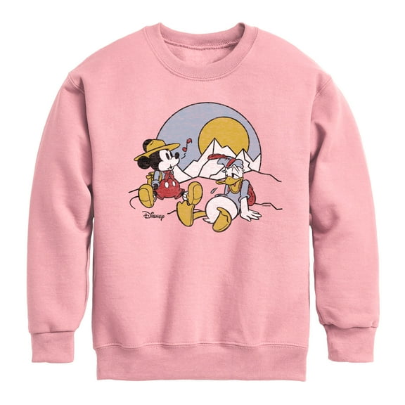 Disney - Mickey & Friends - Donald Duck & Mickey Take a Rest - Hiking - Toddler And Youth Crewneck Fleece Sweatshirt