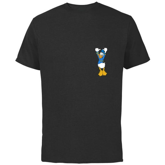 Disney Mickey & Friends Donald Duck Small Pocket - Short Sleeve Cotton T-Shirt for Adults - Customized-Black