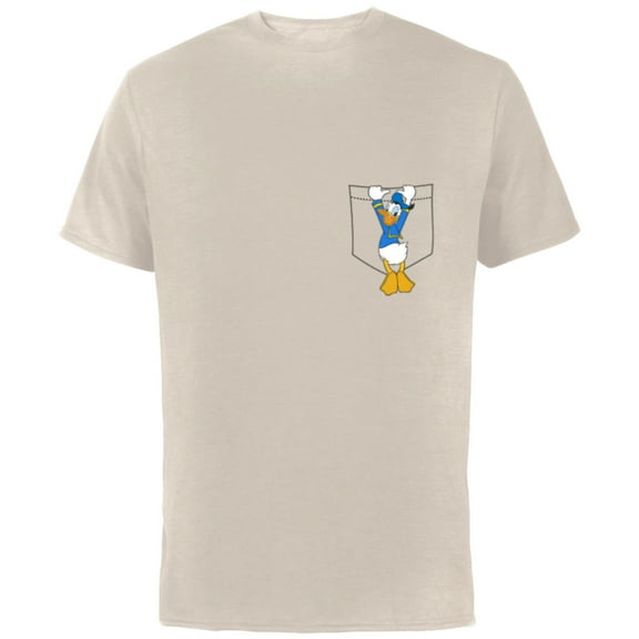 Disney Mickey & Friends Donald Duck Small Pocket - Short Sleeve Cotton T-Shirt for Adults - Customized-Natural