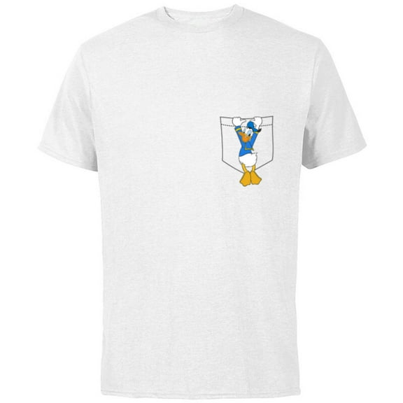 Disney Mickey & Friends Donald Duck Small Pocket - Short Sleeve Cotton T-Shirt for Adults - Customized-White