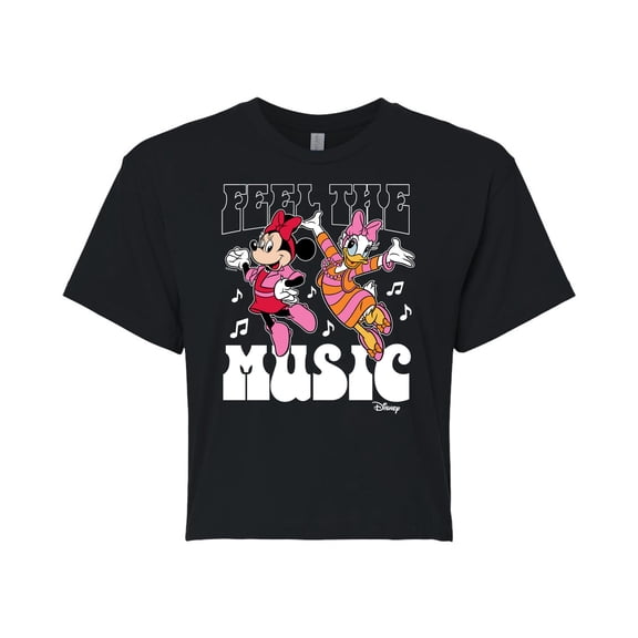 Disney - Mickey & Friends - Feel the Music - Daisy & Minnie Dances - Juniors Cropped Cotton Blend T-Shirt