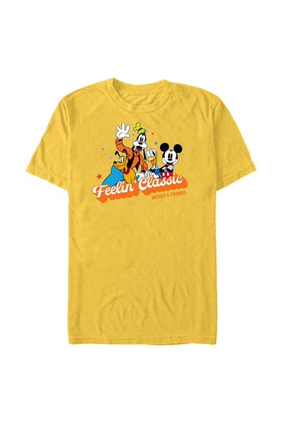 Mickey & Friends Feelin’ Classic Retro Vintage - Short Sleeve Blended T-Shirt for Adults - Customized-Yellow