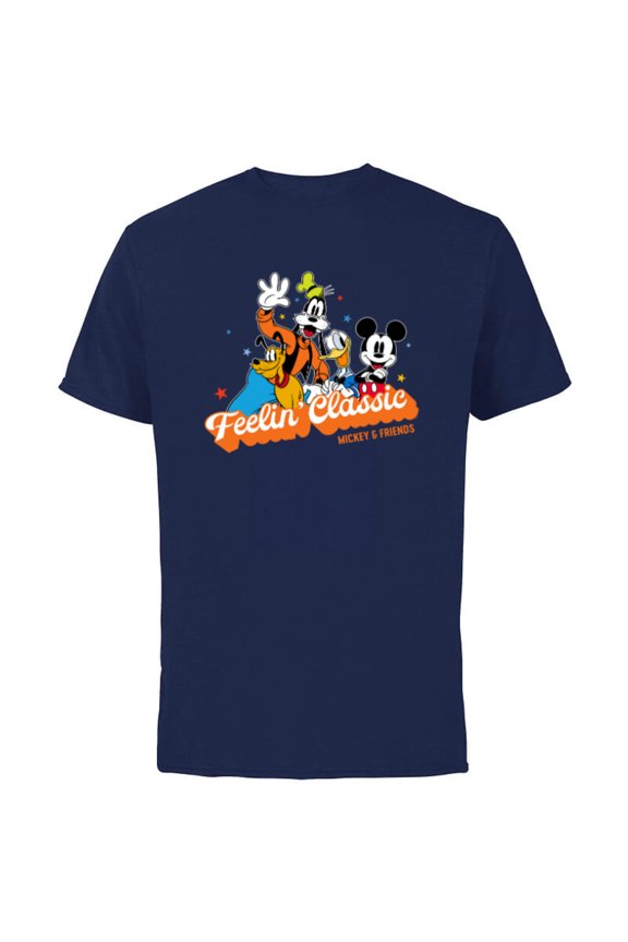 Mickey & Friends Feelin’ Classic Retro Vintage - Short Sleeve Cotton T-Shirt for Adults - Customized-Navy