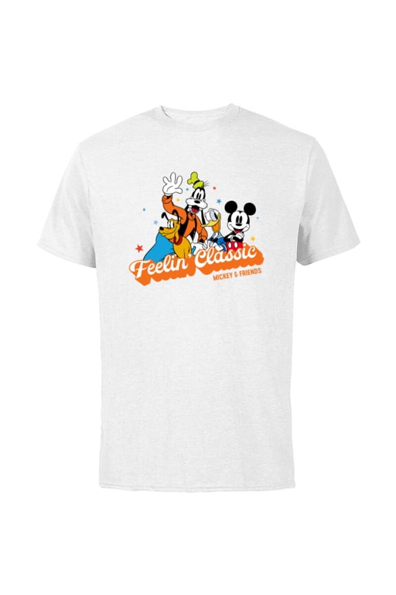 Mickey & Friends Feelin’ Classic Retro Vintage - Short Sleeve Cotton T-Shirt for Adults - Customized-White