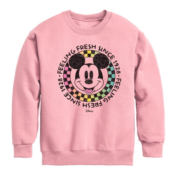 Disney - Mickey & Friends - Feeling Fresh Since 1928 - Retro Checkered Style - Toddler And Youth Crewneck Fleece Sweatshirt