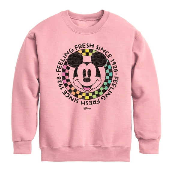Disney - Mickey & Friends - Feeling Fresh Since 1928 - Retro Checkered Style - Toddler And Youth Crewneck Fleece Sweatshirt
