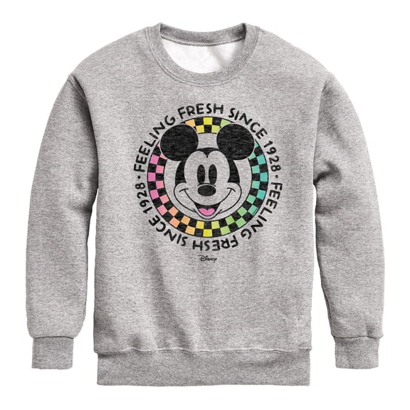 Disney - Mickey & Friends - Feeling Fresh Since 1928 - Retro Checkered Style - Toddler And Youth Crewneck Fleece Sweatshirt