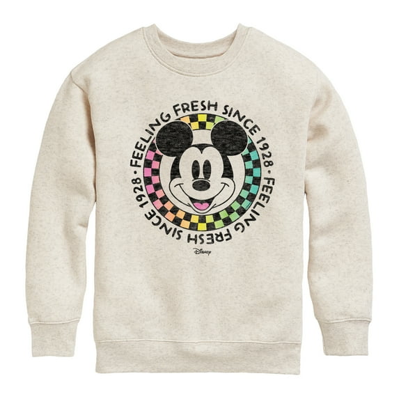 Disney - Mickey & Friends - Feeling Fresh Since 1928 - Retro Checkered Style - Toddler And Youth Crewneck Fleece Sweatshirt
