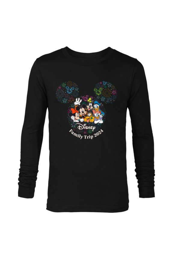 Mickey & Friends Fireworks Vacation Family Trip 2024 - Long Sleeve T-Shirt for Men - Customized-Black