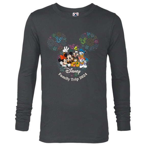Disney Mickey & Friends Fireworks Vacation Family Trip 2024 - Long Sleeve T-Shirt for Men - Customized-Charcoal Heather