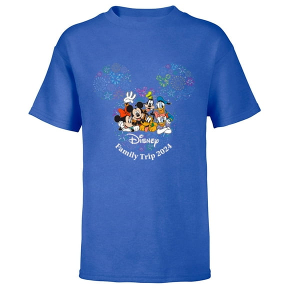 Disney Mickey & Friends Fireworks Vacation Family Trip 2024 - Short Sleeve T-Shirt for Kids - Customized-Royal
