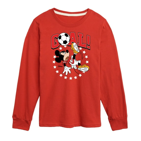 Disney - Mickey & Friends - Goal - Mickey Plays Soccer - Toddler And Youth Long Sleeve Graphic T-Shirt