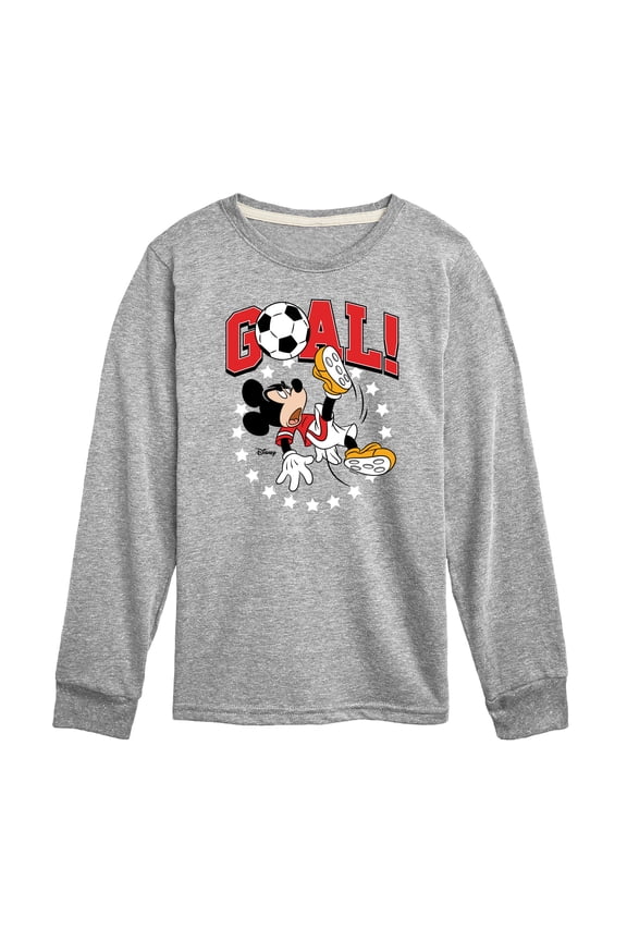 - Mickey & Friends - Goal - Mickey Plays Soccer - Toddler And Youth Long Sleeve Graphic T-Shirt