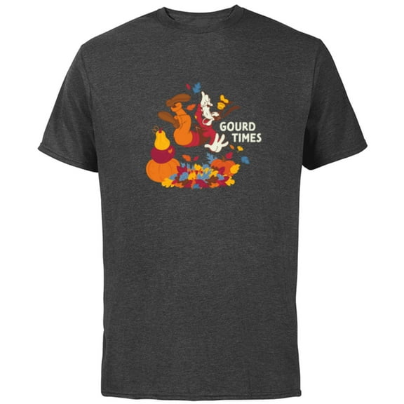 Disney Mickey & Friends Goofy Gourd Times in the Fall - Short Sleeve Cotton T-Shirt for Adults - Customized-Charcoal