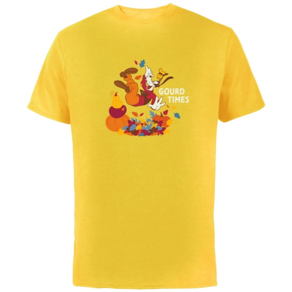 Disney Mickey & Friends Goofy Gourd Times in the Fall - Short Sleeve Cotton T-Shirt for Adults - Customized-Yellow
