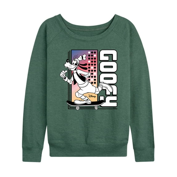 Disney - Mickey & Friends - Goofy Skateboarding Away - Women's Lightweight French Terry Long Sleeve Shirt