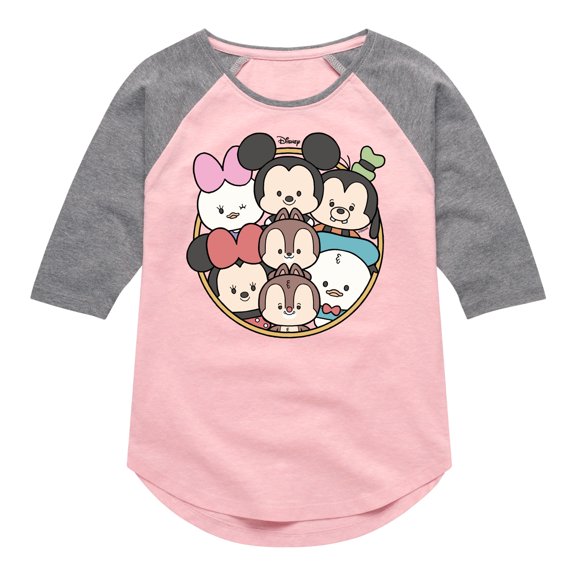 Disney - Mickey Friends Group - Toddler & Youth Girls Raglan Graphic T-Shirt