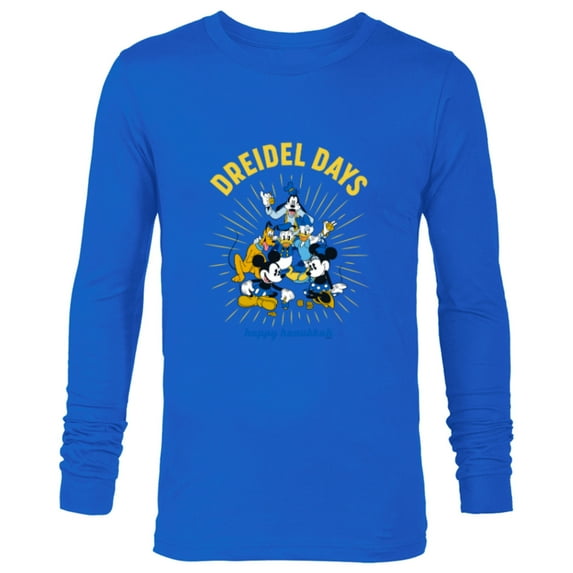 Disney Mickey & Friends Happy Hanukkah Dreidel Days - Long Sleeve T-Shirt for Men - Customized-Navy