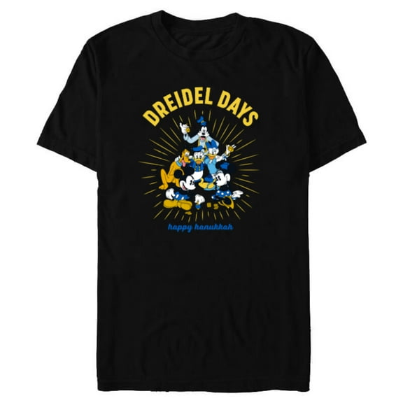 Disney Mickey & Friends Happy Hanukkah Dreidel Days - Short Sleeve Blended T-Shirt for Adults - Customized-Black