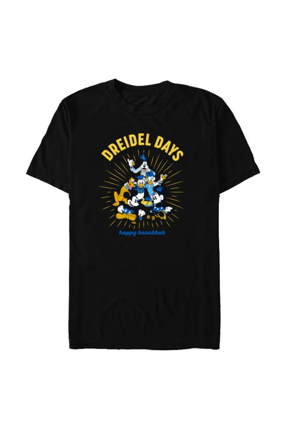 Mickey & Friends Happy Hanukkah Dreidel Days - Short Sleeve Blended T-Shirt for Adults - Customized-Black
