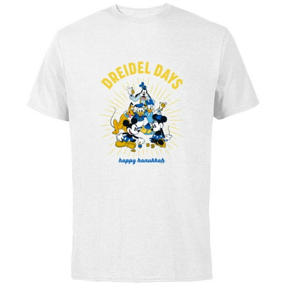 Disney Mickey & Friends Happy Hanukkah Dreidel Days - Short Sleeve Cotton T-Shirt for Adults - Customized-White